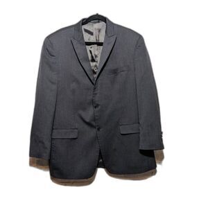 Ralph Lauren blazer dark grey pinstriped suit sports coat 100% wool sz 44R